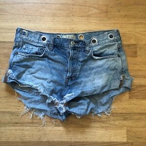 We the free blue denim Raw Hem denim Shorts with rivets size 26